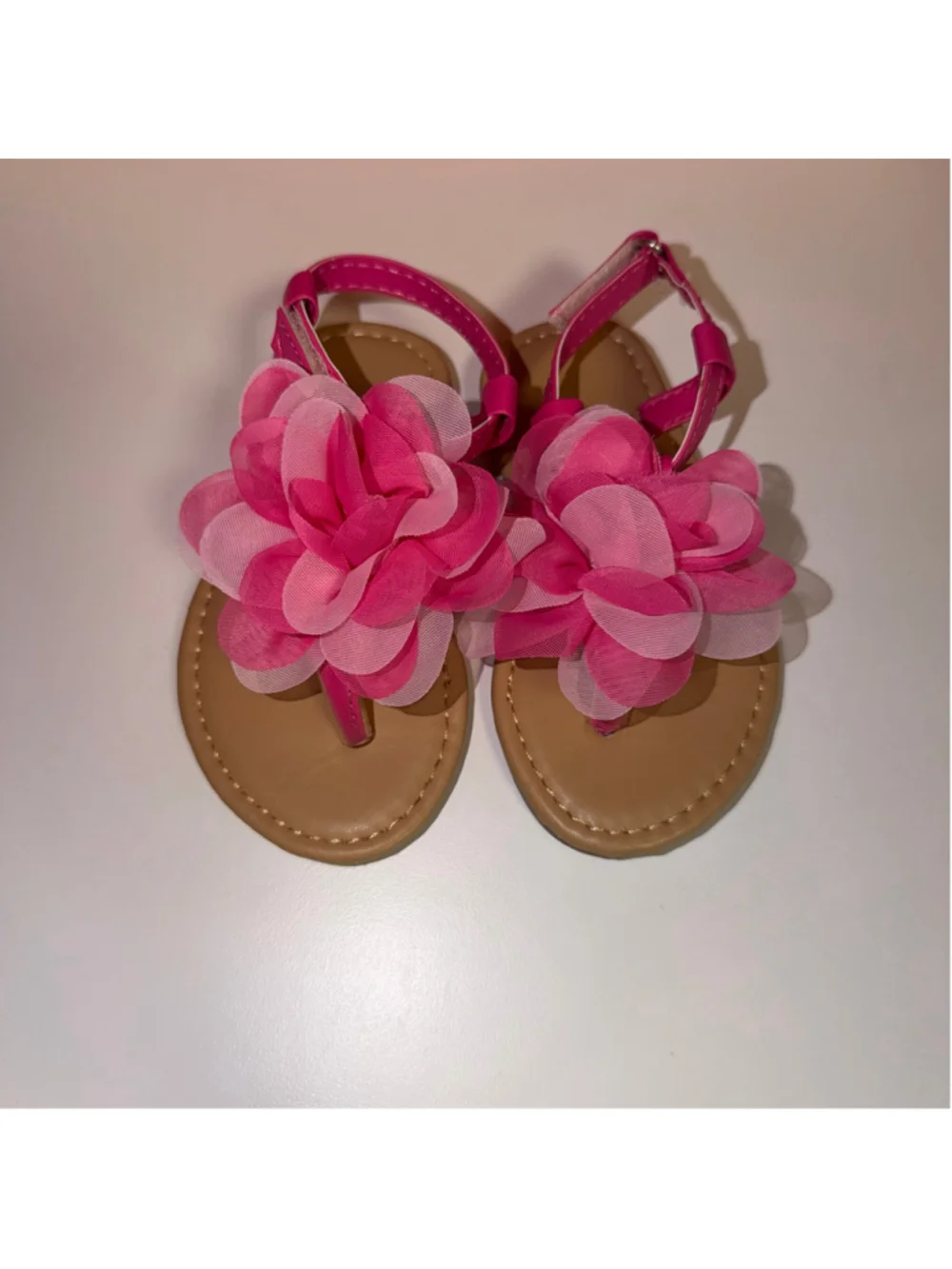 Girls Flower Sandals Shoes  Pink Beige Size 5/6